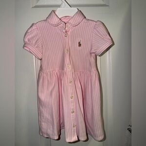 Ralph Lauren Pink & White Striped Button-Down Polo Dress